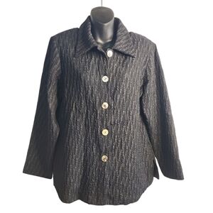 Moray California Women's Black Textured Stretch Buttons Top Jacket Sz Medium